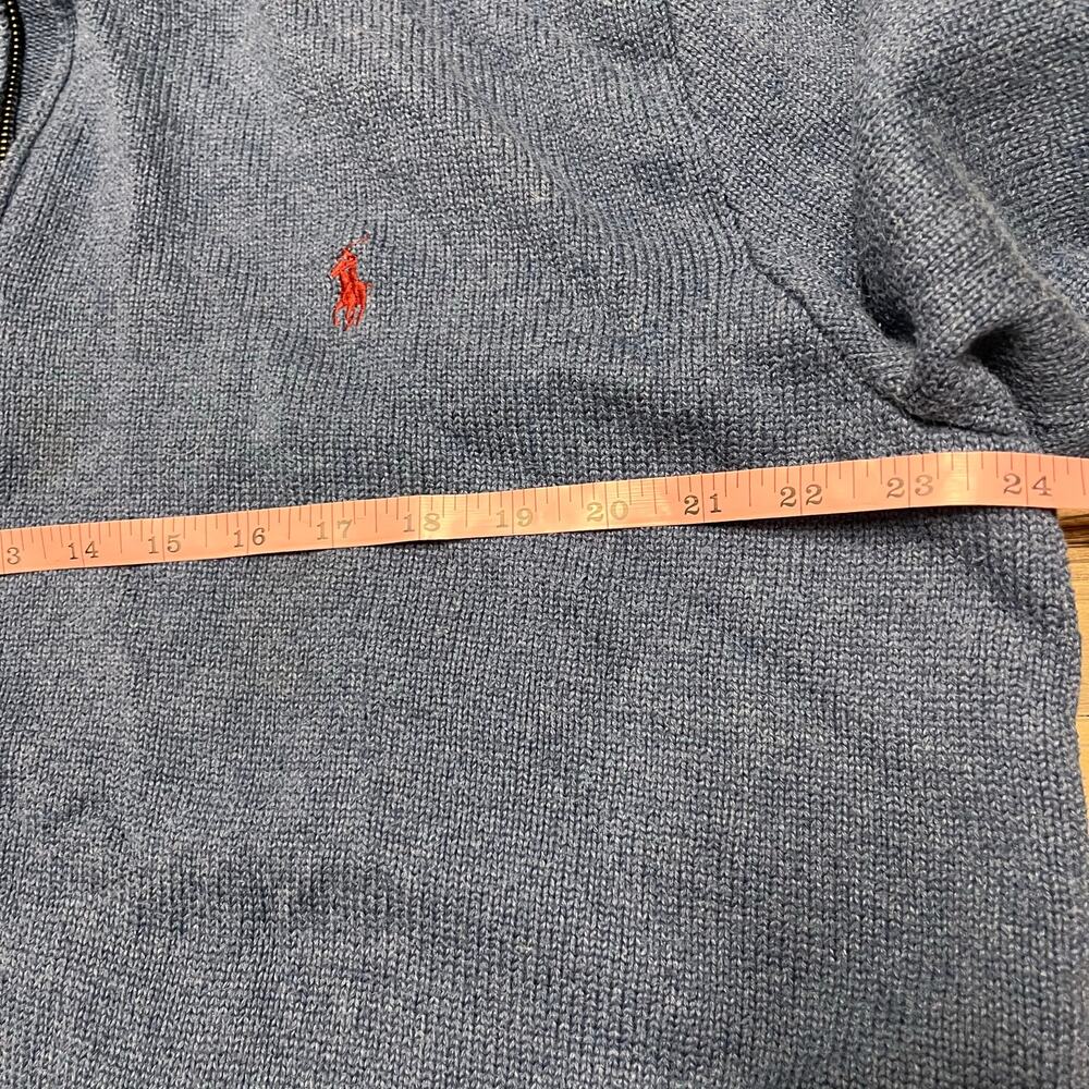 Polo Ralph Lauren Cotton Quarter Zip Sweater XXL Blue Pony Mock Neck Old Money - Picture 12 of 13